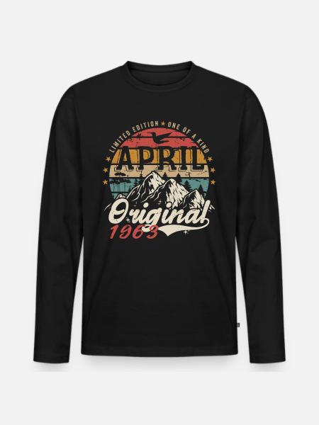 April 1963 | Birthday April 1963 - Men's Premium Organic Long Sleeve Shirt - black