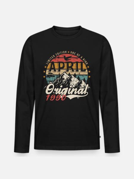 April 1990 | Birthday April 1990 - Men's Premium Organic Long Sleeve Shirt - black