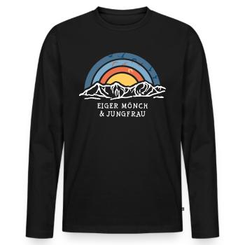 Eiger Mönch Jungfrau Berg Jungfraujoch Bergsteigen - Männer Premium Bio Langarmshirt - Schwarz - Vorne - Nico (187cm)