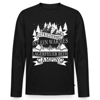 WARMES LAGERFEUER BEIM CAMPING - Campingplatz - Männer Premium Bio Langarmshirt - Schwarz - Vorne - Nico (187cm)
