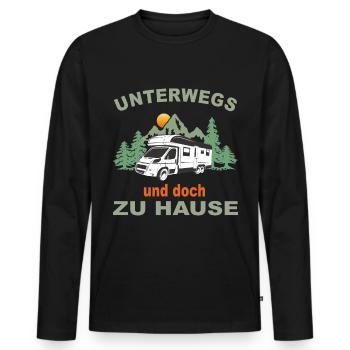 Zelt - Männer Premium Bio Langarmshirt - Schwarz - Vorne - Nico (187cm)