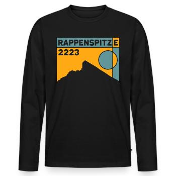 Rappenspitze Crossing Mountain Tour Souvenir - Men's Premium Organic Long Sleeve Shirt - black - Front - Nico (187cm)