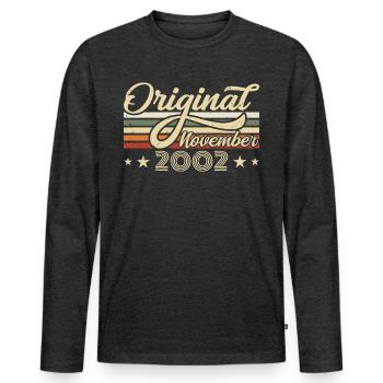 November 2002 Birthday Gift November 2002 - Men's Premium Organic Long Sleeve Shirt - heather anthracite - Front - Nico (187cm)