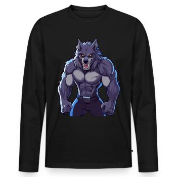 féroce musclé loup-garou illustration art - T-shirt manches longues Premium bio Homme - noir - Devant - Nico (187cm)