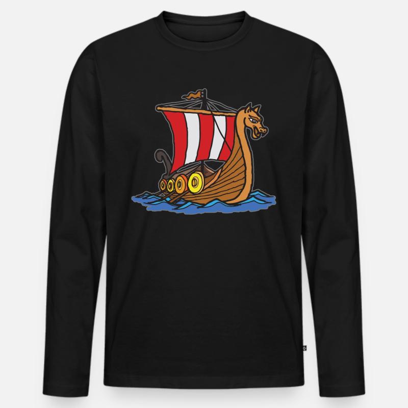 Wikinger - Männer Premium Bio Langarmshirt - Schwarz