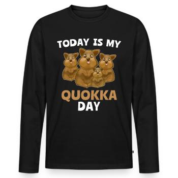Quokka Sprüche Quokkas Spruch - Männer Premium Bio Langarmshirt - Schwarz - Vorne - Nico (187cm)