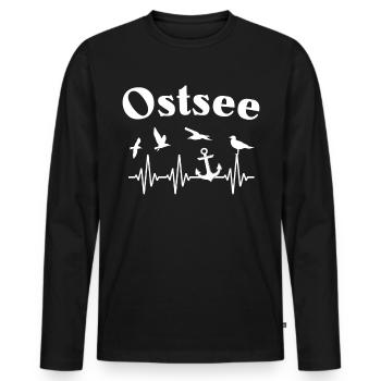 Ostsee Urlaub Ostseeurlaub Sprüche EKG - Männer Premium Bio Langarmshirt - Schwarz - Vorne - Nico (187cm)