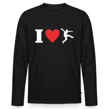Bosseln Liebe Klootschiessen I Love Boßeln - Männer Premium Bio Langarmshirt - Schwarz - Vorne - Nico (187cm)
