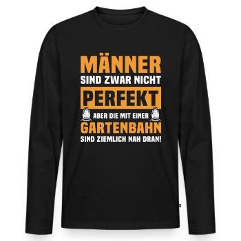 Gartenbahn Eisenbahn Garten Gartenbahner Männer - Männer Premium Bio Langarmshirt - Schwarz - Vorne - Nico (187cm)