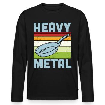 Heavy Metal Pan Frying Pan - Men's Premium Organic Long Sleeve Shirt - black - Front - Nico (187cm)