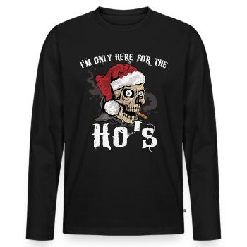 Noël Rocker Noël Crâne Père Noël - T-shirt manches longues Premium bio Homme - noir - Devant - Nico (187cm)