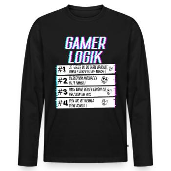 Logique de joueur lors du jeu Joueur de jeu Joueur joueur - T-shirt manches longues Premium bio Homme - noir - Devant - Nico (187cm)
