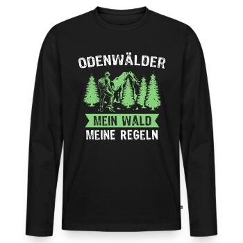 Odenwald Sprüche Odenwälder Wald Odenwaelder - Männer Premium Bio Langarmshirt - Schwarz - Vorne - Nico (187cm)