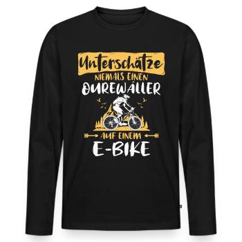Odenwald Ebike Odenwälder Ebiker Odenwaelder - Männer Premium Bio Langarmshirt - Schwarz - Vorne - Nico (187cm)