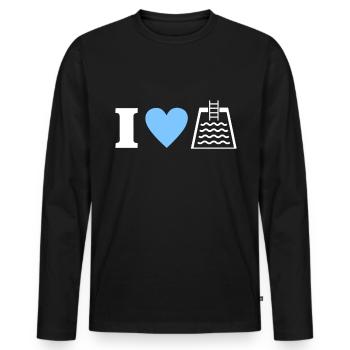 I Love Pools Poolbauer Poolbecken - Männer Premium Bio Langarmshirt - Schwarz - Vorne - Nico (187cm)