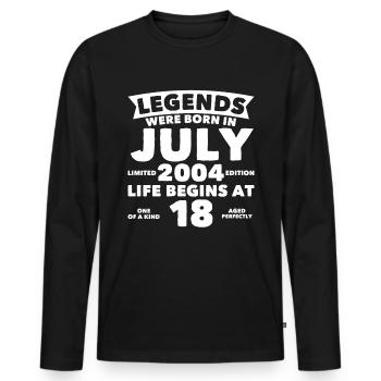 18ème anniversaire Juillet millésime 2004 idée cadeau - T-shirt manches longues Premium bio Homme - noir - Devant - Nico (187cm)