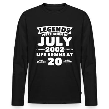 20. Geburtstag Juli Jahrgang 2002 Geschenkidee - Männer Premium Bio Langarmshirt - Schwarz - Vorne - Nico (187cm)