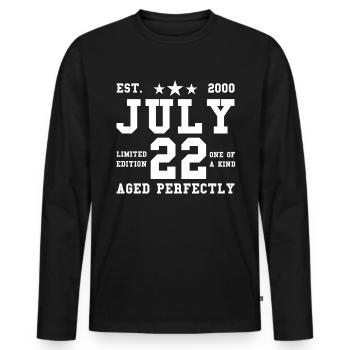 22nd birthday July Vintage 2000 Gift idea - Men's Premium Organic Long Sleeve Shirt - black - Front - Nico (187cm)