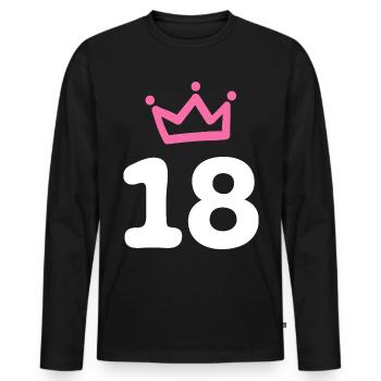 18 Jahre Geburtstag Krone - Männer Premium Bio Langarmshirt - Schwarz - Vorne - Nico (187cm)