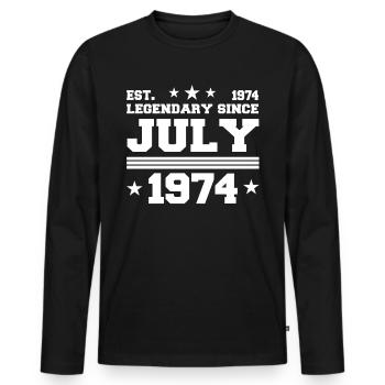 48ème anniversaire Juillet né 1974 Idée cadeau - T-shirt manches longues Premium bio Homme - noir - Devant - Nico (187cm)