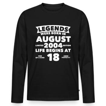 18ème anniversaire Août millésime 2004 idée cadeau - T-shirt manches longues Premium bio Homme - noir - Devant - Nico (187cm)