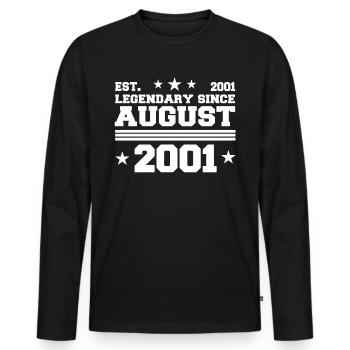 21ème anniversaire Août millésime 2001 idée cadeau - T-shirt manches longues Premium bio Homme - noir - Devant - Nico (187cm)