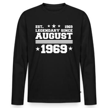 53. Geburtstag August Jahrgang 1969 Geschenkidee - Männer Premium Bio Langarmshirt - Schwarz - Vorne - Nico (187cm)