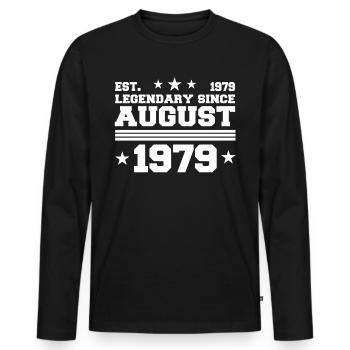 43ème anniversaire Août né 1979 Idée cadeau - T-shirt manches longues Premium bio Homme - noir - Devant - Nico (187cm)