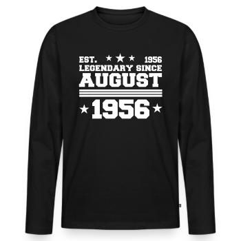 66. Geburtstag August Jahrgang 1956 Geschenkidee - Männer Premium Bio Langarmshirt - Schwarz - Vorne - Nico (187cm)
