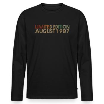 35th birthday August born 1987 Gift idea - Men's Premium Organic Long Sleeve Shirt - black - Front - Nico (187cm)