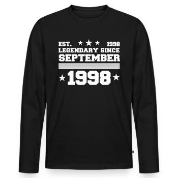 24th birthday September vintage 1998 gift - Men's Premium Organic Long Sleeve Shirt - black - Front - Nico (187cm)