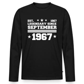 55e anniversaire Septembre né 1967 Cadeau - T-shirt manches longues Premium bio Homme - noir - Devant - Nico (187cm)