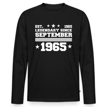 57. Geburtstag September Jahrgang 1965 Geschenk - Männer Premium Bio Langarmshirt - Schwarz - Vorne - Nico (187cm)