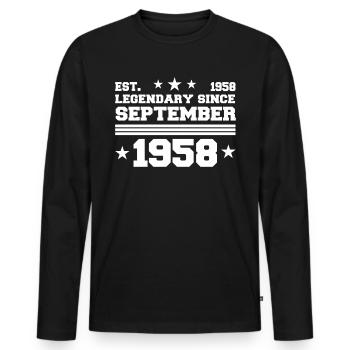 64th birthday September born 1958 Gift - Men's Premium Organic Long Sleeve Shirt - black - Front - Nico (187cm)