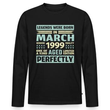 24. Geburtstag März Jahrgang 1999 Vintage - Männer Premium Bio Langarmshirt - Schwarz - Vorne - Nico (187cm)