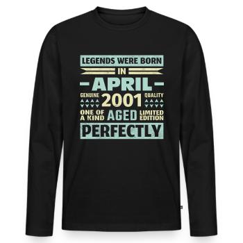 22. Geburtstag April Jahrgang 2001 Vintage - Männer Premium Bio Langarmshirt - Schwarz - Vorne - Nico (187cm)