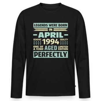 29ème anniversaire Avril Millésime 1994 Millésime - T-shirt manches longues Premium bio Homme - noir - Devant - Nico (187cm)