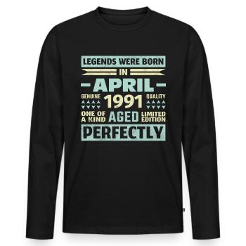 32ème anniversaire Avril Millésime 1991 Millésime - T-shirt manches longues Premium bio Homme - noir - Devant - Nico (187cm)