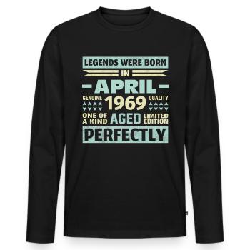 54ème anniversaire Avril Millésime 1969 Millésime - T-shirt manches longues Premium bio Homme - noir - Devant - Nico (187cm)