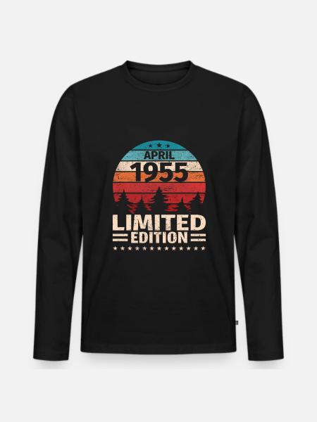 68th birthday April Vintage 1955 Vintage - Men's Premium Organic Long Sleeve Shirt - black