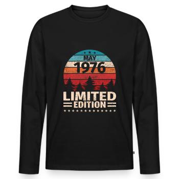 47. Geburtstag Mai Jahrgang 1976 Vintage - Männer Premium Bio Langarmshirt - Schwarz - Vorne - Nico (187cm)