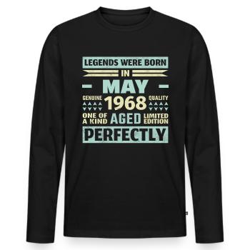 55ème anniversaire mai millésime 1968 millésime - T-shirt manches longues Premium bio Homme - noir - Devant - Nico (187cm)