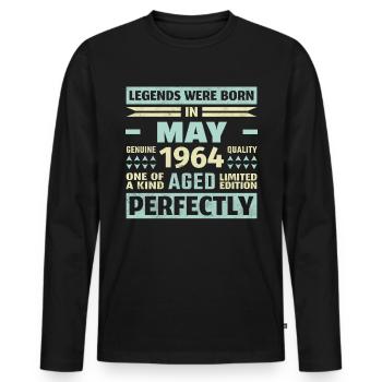 59ème anniversaire Mai Millésime 1964 Millésime - T-shirt manches longues Premium bio Homme - noir - Devant - Nico (187cm)