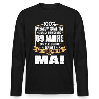 69. Geburtstag Mai Jahrgang 1954 Vintage - Männer Premium Bio Langarmshirt - Schwarz - Vorne - Nico (187cm)