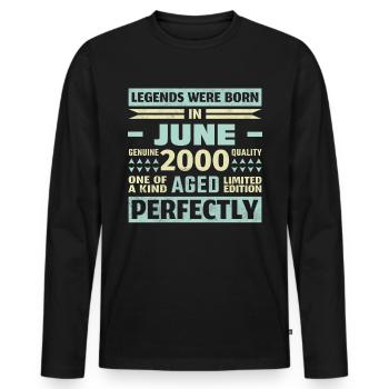 23ème Anniversaire Juin Millésime 2000 Millésime - T-shirt manches longues Premium bio Homme - noir - Devant - Nico (187cm)