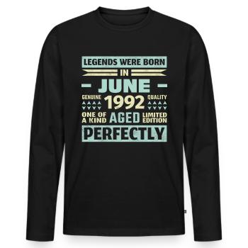 31st Birthday June Vintage 1992 Vintage - Men's Premium Organic Long Sleeve Shirt - black - Front - Nico (187cm)