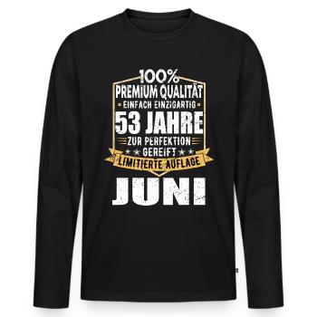 53. Geburtstag Juni Jahrgang 1970 Vintage - Männer Premium Bio Langarmshirt - Schwarz - Vorne - Nico (187cm)
