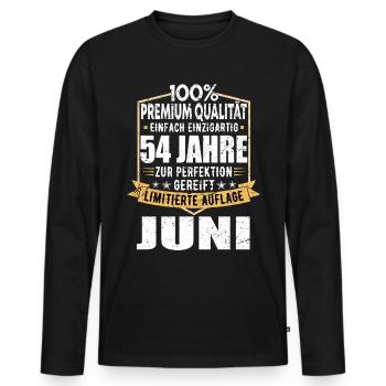 54. Geburtstag Juni Jahrgang 1969 Vintage - Männer Premium Bio Langarmshirt - Schwarz - Vorne - Nico (187cm)