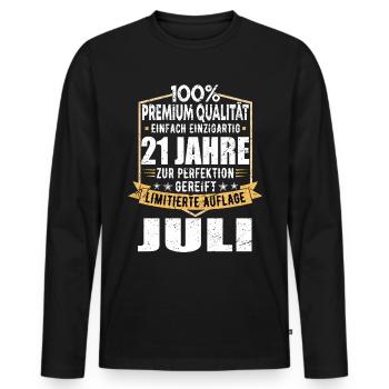 21. Geburtstag Juli Jahrgang 2002 Vintage - Männer Premium Bio Langarmshirt - Schwarz - Vorne - Nico (187cm)