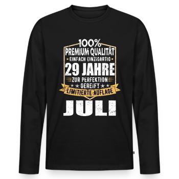 29. Geburtstag Juli Jahrgang 1994 Vintage - Männer Premium Bio Langarmshirt - Schwarz - Vorne - Nico (187cm)